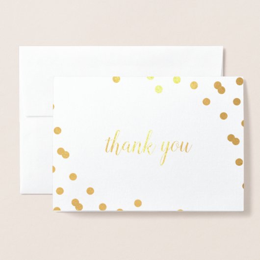Dorée Carte de remerciements vide Confetti Dot Gold Foil (Devant avec enveloppe)