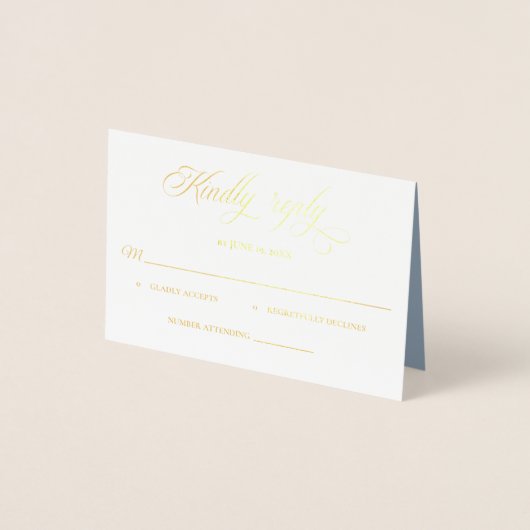 Dorée Carte de réponse Dusty Blue Foil Rsvp incluse (Devant)