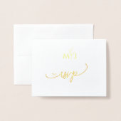 Dorée Carte de réponse en feuille d'or moderne minimalis (Devant avec enveloppe)
