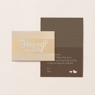 Dorée Carte de Saint Valentin du motif de diamant Foil