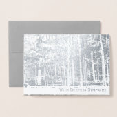 Dorée Carte de Sympathie de luxe Foil Arbres d'argent (Devant avec enveloppe)