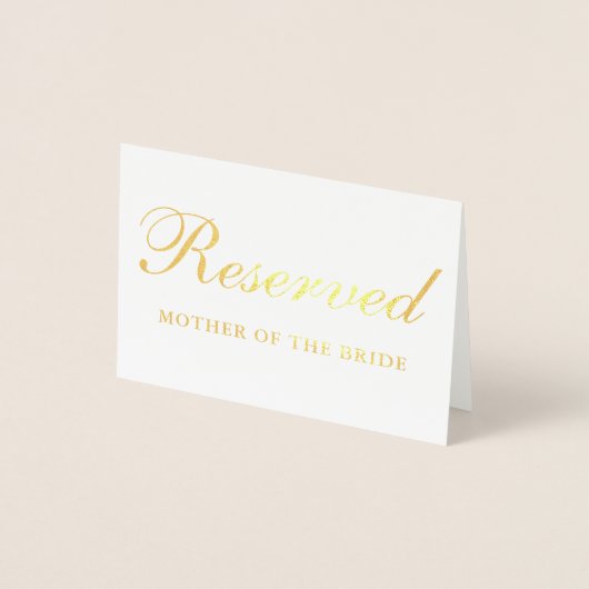 Dorée Carte de table d'invité spécial Gold Foil réservée (Devant)