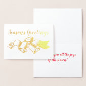 Dorée Carte de vacances Joyeuses Fêtes Foil Bells (Affichage)