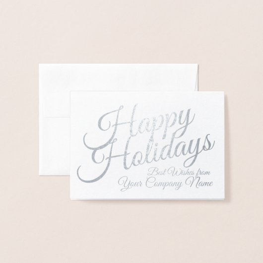 Dorée Carte de vacances personnalisée d'entreprise Silve (Devant avec enveloppe)