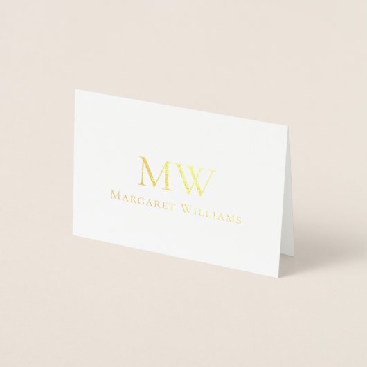 Dorée Carte de vacances professionnelle avec monogramme (Devant)