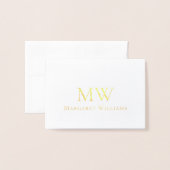 Dorée Carte de vacances professionnelle avec monogramme (Devant avec enveloppe)
