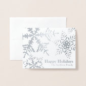 Dorée Carte de vacances Silver Foil Snowflake (Devant avec enveloppe)
