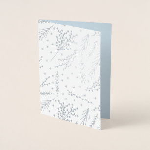 Dorée Carte de vœux de Noël aux pins en feuille d'argent