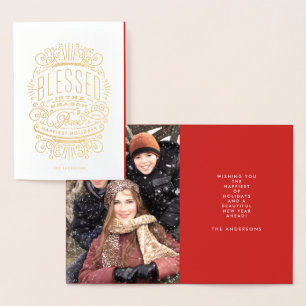 Dorée Carte de vœux de Noël en or doré à la feuille Bles