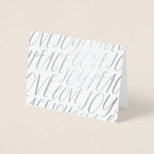 Dorée Carte de vœux de Noël Peace Love Joy en feuille d'