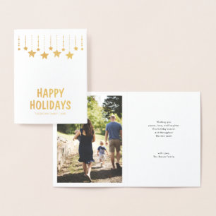 Dorée Carte de vœux de Noël photo en véritable feuille d