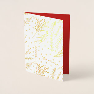 Dorée Carte de vœux de Noël Pines en feuille d'or