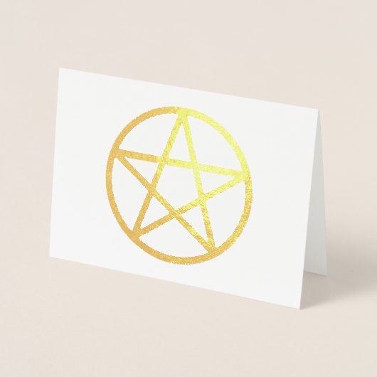 Dorée Carte de voeux de pentacle métallique (Devant)