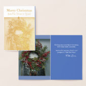 Dorée Carte de voeux en argent de la couronne de Noël (Affichage)