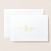 Dorée Carte de voeux Etched Gold Foil LOVE (Derrière avec enveloppe)