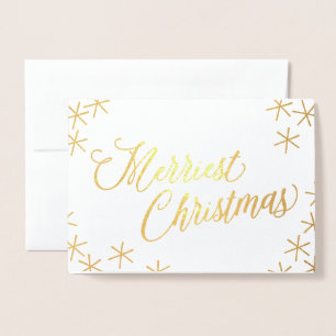 Dorée Carte de vœux étoiles de Noël les plus joyeuses fe