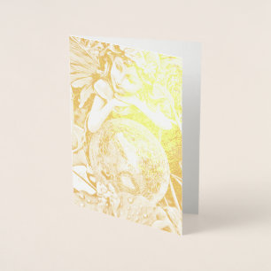 Dorée Carte de voeux Happy Flower or feuille fée