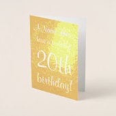 Dorée Carte de voeux minimale Gold Foil 20e anniversaire (Devant)