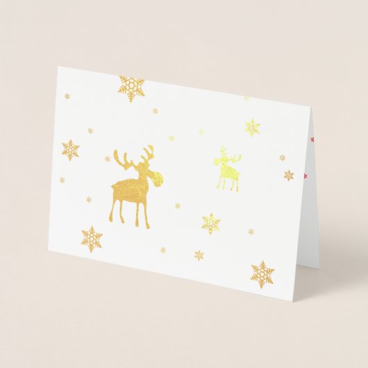 Dorée Carte de voeux moderne simple Moose Snowflakes Foi (Devant)
