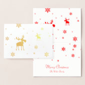 Dorée Carte de voeux moderne simple Moose Snowflakes Foi (Affichage)