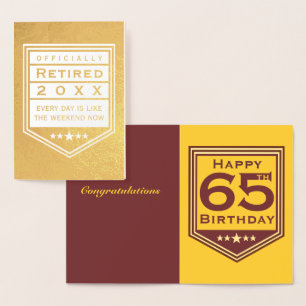 Dorée Carte de voeux officielle pour la retraite