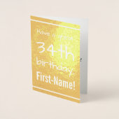 Dorée Carte de voeux simple Gold Foil 34e anniversaire (Devant)