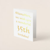Dorée Carte de voeux simple Gold Foil 35e anniversaire (Devant)