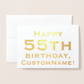 Dorée Carte de voeux simple Gold Foil 55e anniversaire (Devant avec enveloppe)
