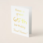 Dorée Carte de voeux simple Gold Foil 65e anniversaire (Devant)