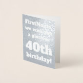 Dorée Carte de voeux simple Silver Foil 40e anniversaire (Devant)