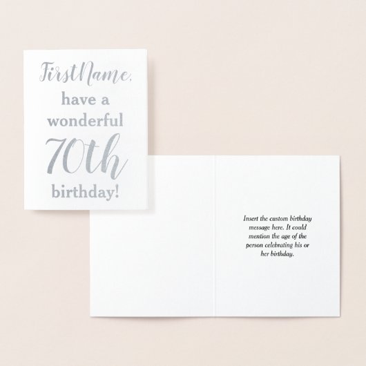 Dorée Carte de voeux simple Silver Foil 70e anniversaire (Affichage)