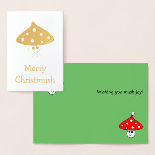 Dorée Carte d'huile de champignon Santa Hat