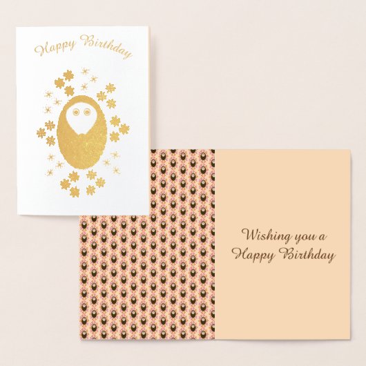 Dorée Carte d'huile de hérisson et de fleurs dorées (Affichage)