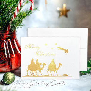 Dorée Carte d'huile d'or Holy Three Kings & Christmas St