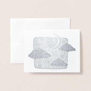 Dorée Carte d'illustration de nuages demi-lune du ciel n