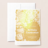 DORÉE CARTE D'INVITATION D'ANNIVERSAIRE (Derrière avec enveloppe)
