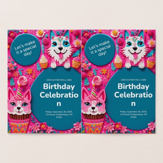 DORÉE CARTE D'INVITATION D'ANNIVERSAIRE (Intérieur)