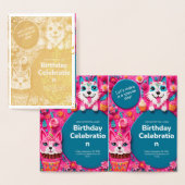 DORÉE CARTE D'INVITATION D'ANNIVERSAIRE (Affichage)