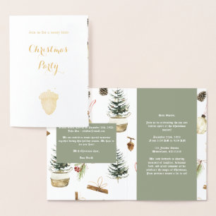 Dorée Carte d'invitation de Noël Eucalyptus Acorns