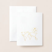 Dorée Carte du monde du passeport de destination Mariage (Derrière avec enveloppe)