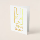 Dorée Carte en feuille d'aluminium représentant un lapin (Devant)