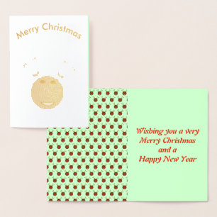 Dorée Carte en feuille métallique de renne de Noël cyber
