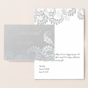Dorée Carte Félicitations Mariage Floral Pattern Foil