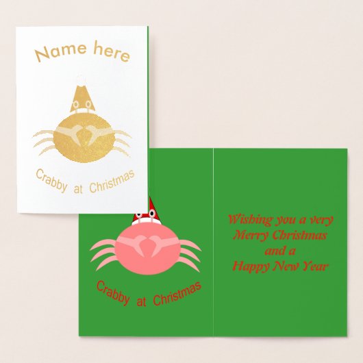 Dorée Carte Fluide personnalisée Crabe de Noël (Affichage)