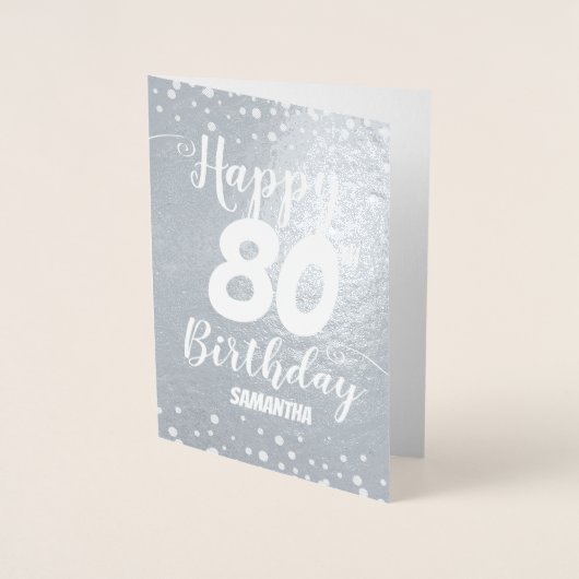 Dorée Carte Foil 80th Happy Birthday personnalisée (Devant)
