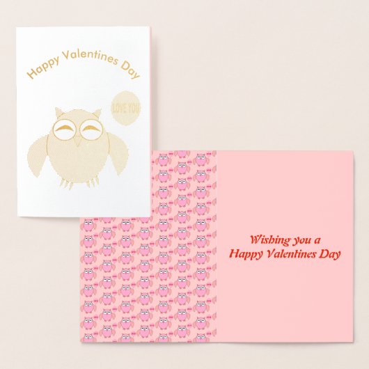 Dorée Carte Foil Pink Aimer You Owl (Affichage)