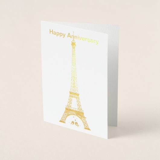 Dorée Carte Foil Tour Eiffel Paris Joyeux Anniversaire (Devant)