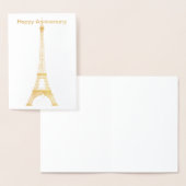 Dorée Carte Foil Tour Eiffel Paris Joyeux Anniversaire (Affichage)