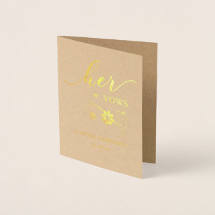 Dorée Carte Foil Vows de son Mariage personnalisée