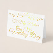 Dorée Carte Gold Foil à ma mère le jour de mon mariage (Devant)